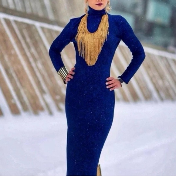 Zara Navy Long Sleeve Dress - Picture 4 of 6